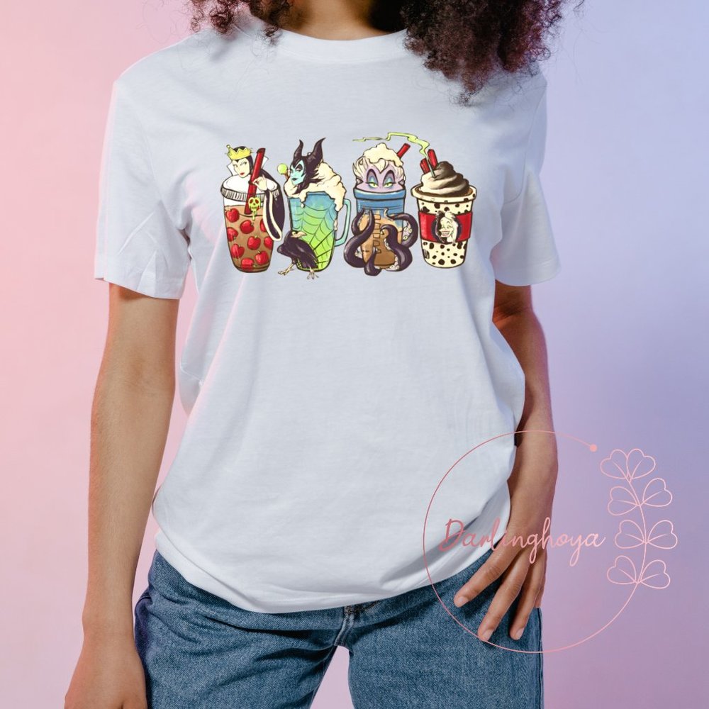 Villains Coffee Short Sleeve Graphic T-Shirt for Disney Adult, Lover